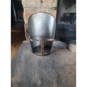 Vintage Galvanized Coal Scuttle | Antique Fireplace Ash Bucket with Wood Handle